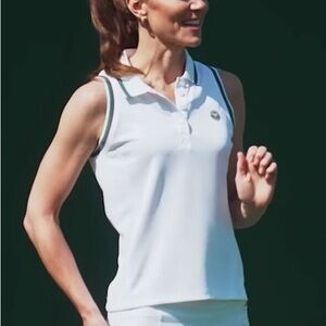 Worn by Kate Middleton Wimbledon Womens White Core Performance Sleeveless Polo